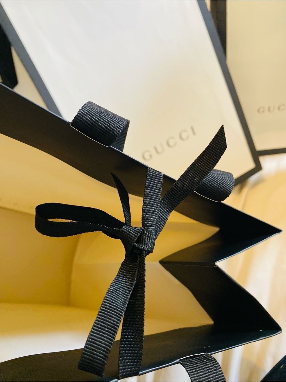 🛍️Gucci Authentic Black and White Branded Shopping Bag Set. May Sell Separate.